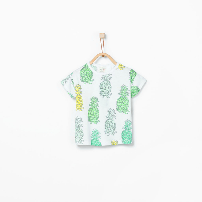 Ananas - wit/groen t-shirt van de Zara
