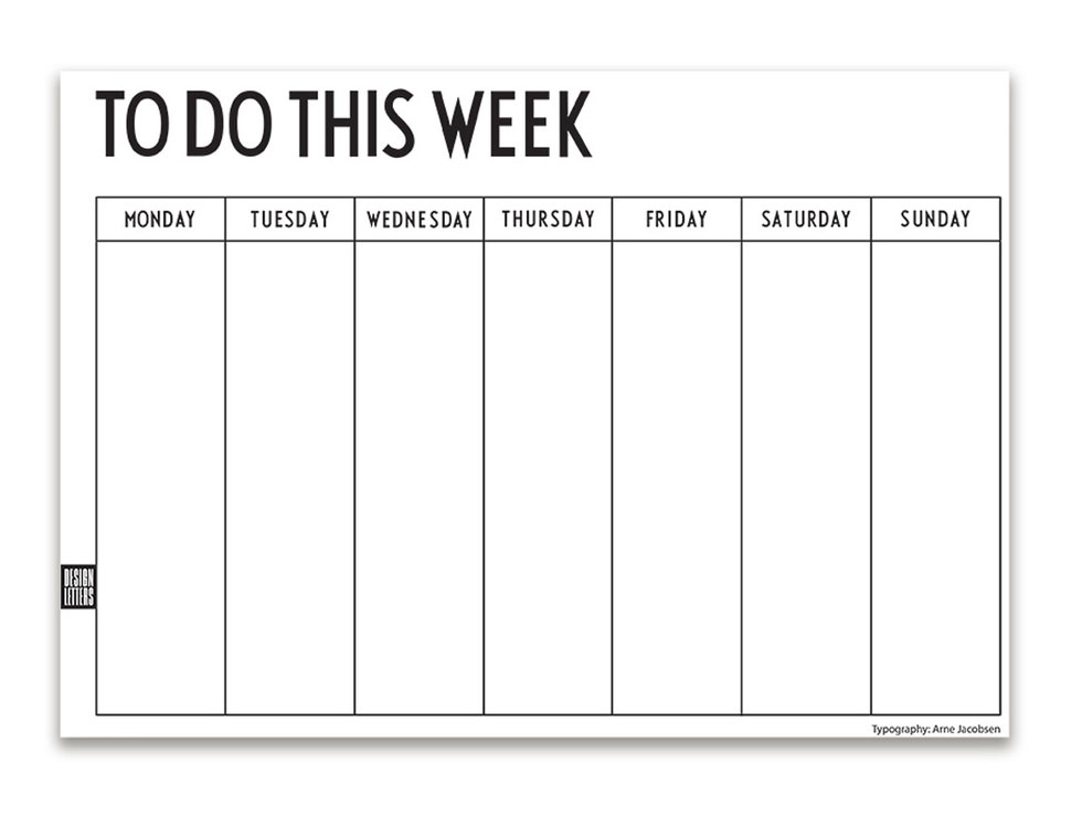 design letters week planner