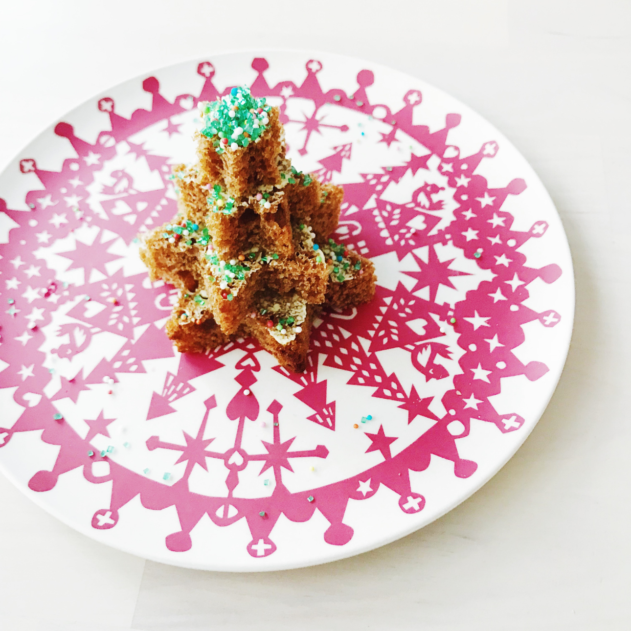 ontbijtkoek kerstboom sterrenvorm sprinkles kerstontbijt
