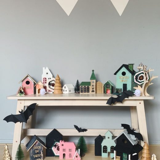 houten halloween huisjes